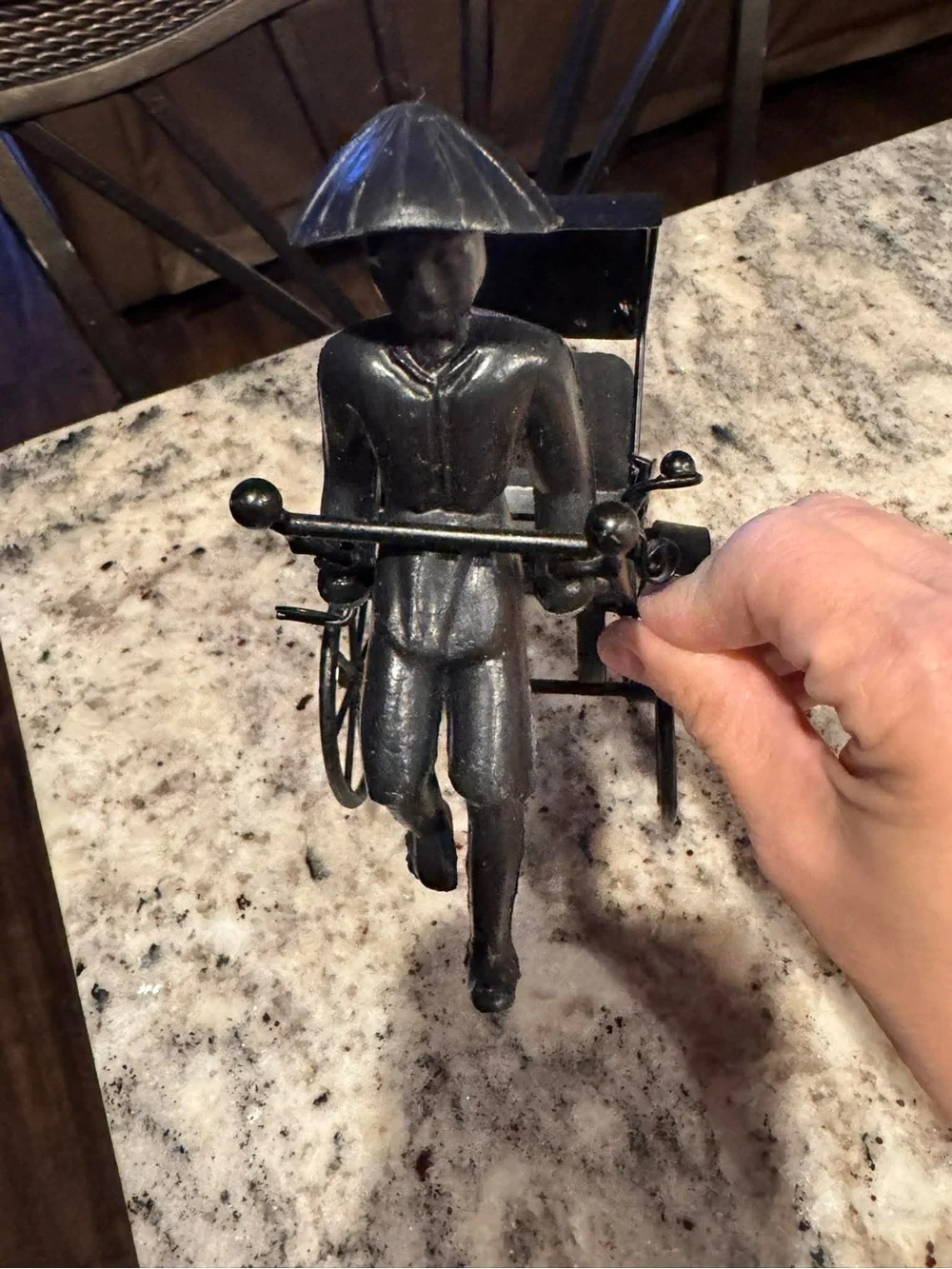 Black Decorative Horse-Drawn Carriage Figurine 8in